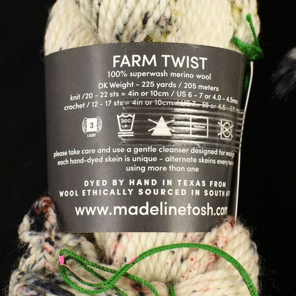MadelineTosh Farm Twist DK Weight Yarn 2 Skeins SW Merino Wool Color Faces - Picture 3 of 4